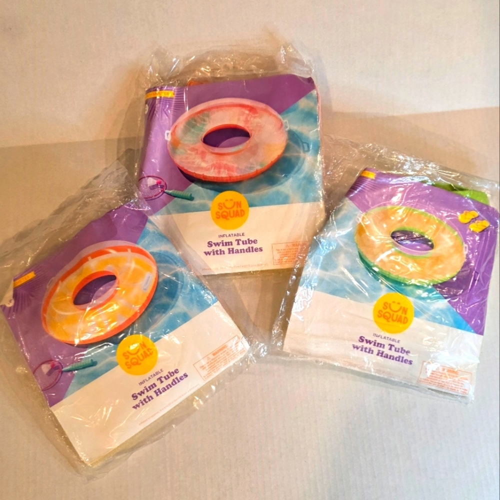 Sun Squad Inflatable Swim Tube With Handles - Set of 3 - 38"  NEW